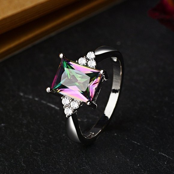 🎁Dainty Radiant Cut Pure Gemstone Zircon Trendy Rings for Women, EVGG1434 - Picture 3 of 6